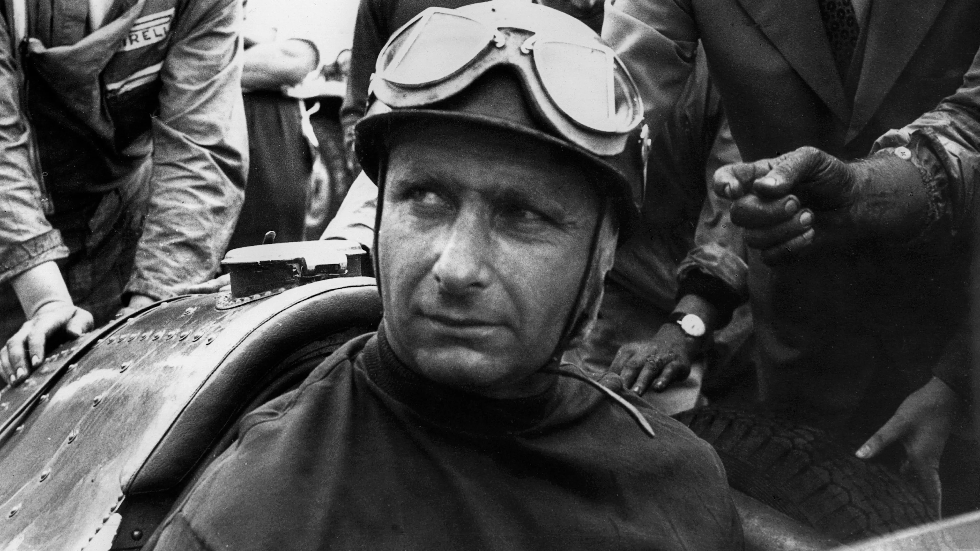 Juan Manuel Fangio, Maserati 250F, Grand Prix of Great Britain, Aintree, 20 July 1957. (Photo by